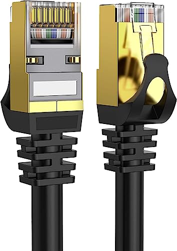 Fedus Cat8 Ethernet Cable,1Mtr 3.2Ft Braided Lan Cable Heavy Duty 5G Ready 40Gbps HighSpeed Double Shielded Internet Cable2000M