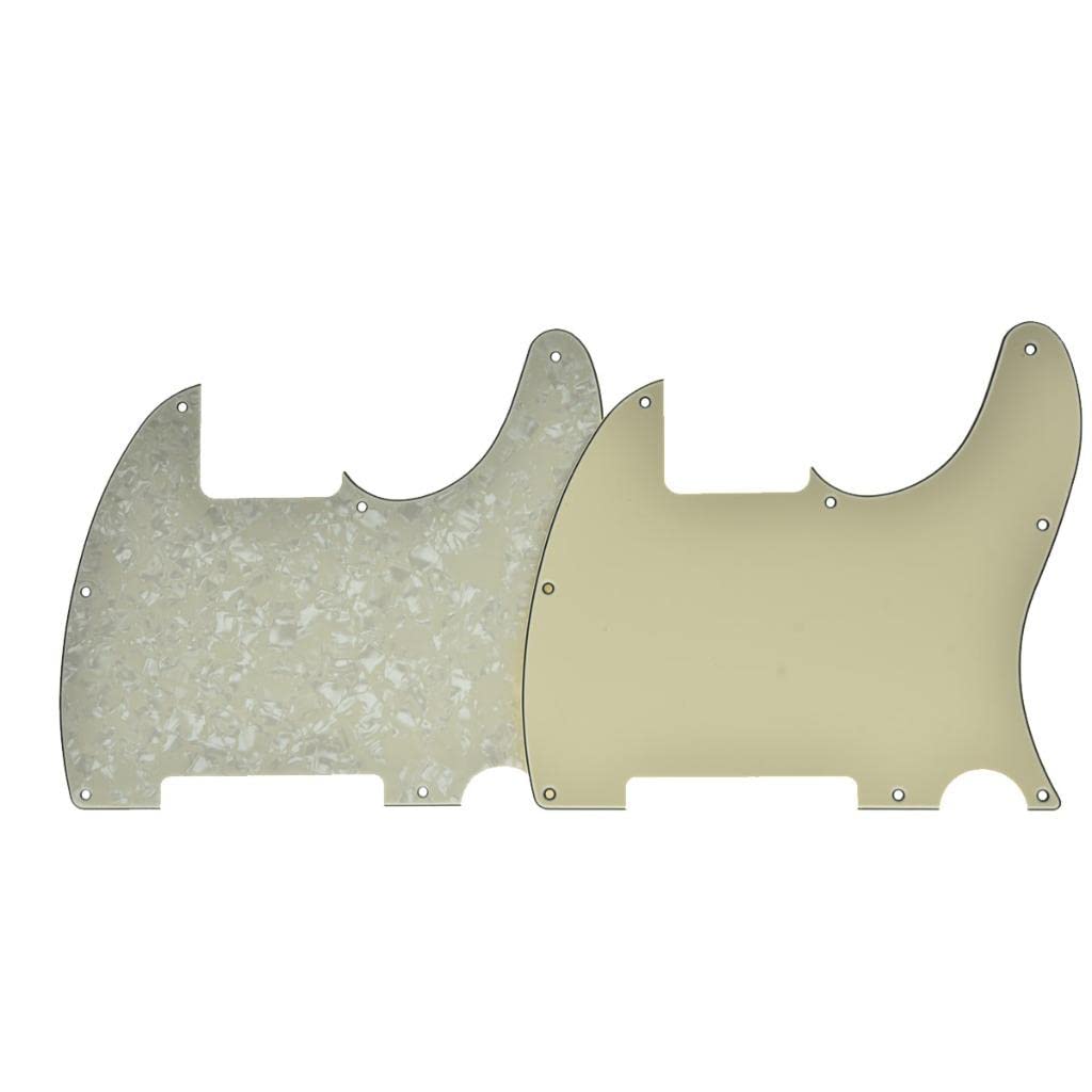 Kaish 8 Hole Tele Blank Guitar Pickguard Tele Pick Guard Scratch Plate For Telecaster Esquire Aged White 3 Ply