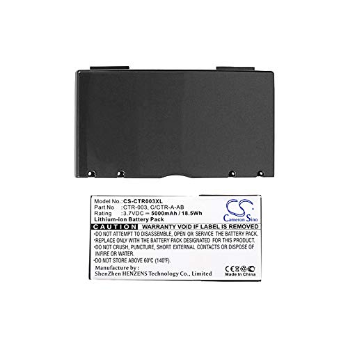 5000Mah New Li Ion Extended Battery With Cover For Nintendo 3Ds, N3Ds, Ctr 001, Min Ctr 001