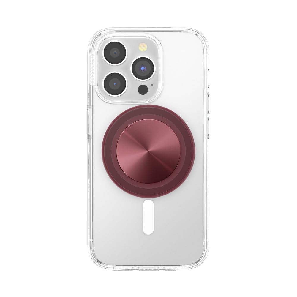 Popsockets Phone Grip Compatible With Magsafe, Phone Holder, Wireless Charging Compatible   Alum Radial Oxblood