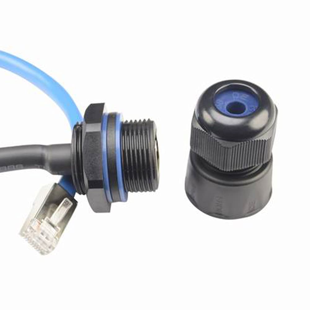 Anmbest 2Pcs Panel Mounting Rj45 Waterproof Connector M25 Cat5/5E/6 Ethernet Lan Cable Coupler With Shield Cat6 Network Cable Ou