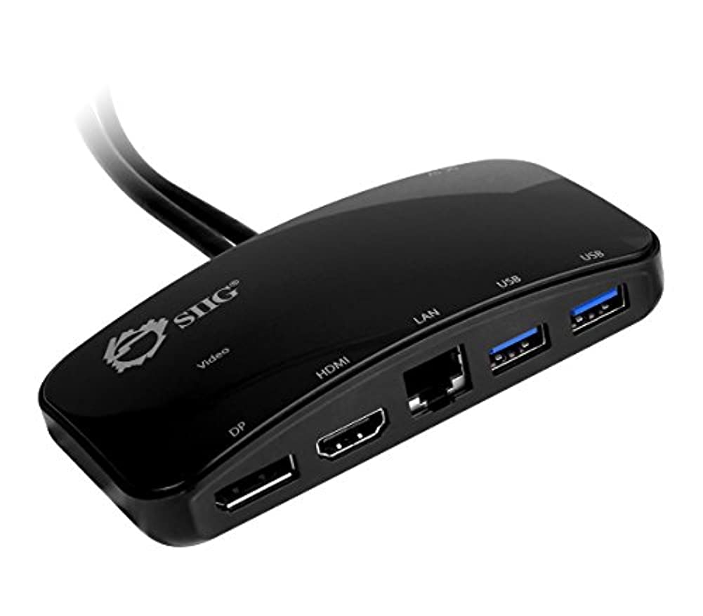 Siig Mini Dp Video Dock With Usb 3.0 Lan Hub (Black)   Mini Displayport To Hdmi Or Displayport, 2 Port Usb Hub With 1 Gigabit Et