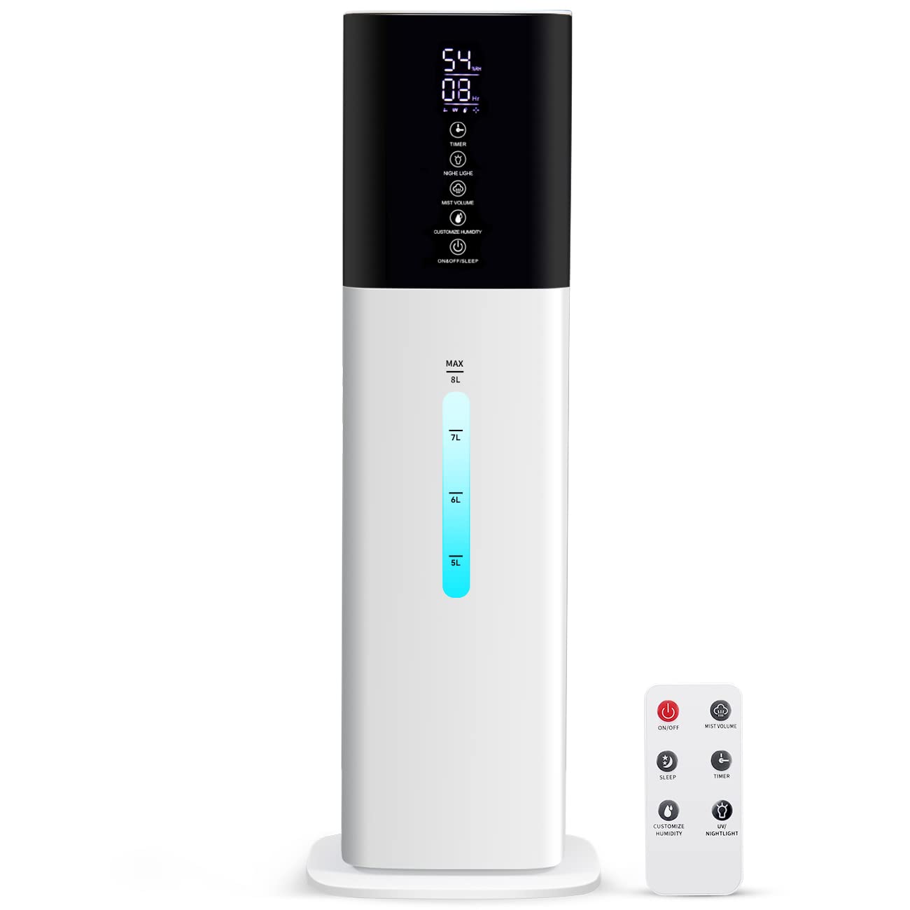 Humidifiers Large Room Bedroom With 7 Colors Light,Honovos 8L 2.1Gal Quiet Ultrasonic Cool Mist Topfill Humidifier With 360 Nozz