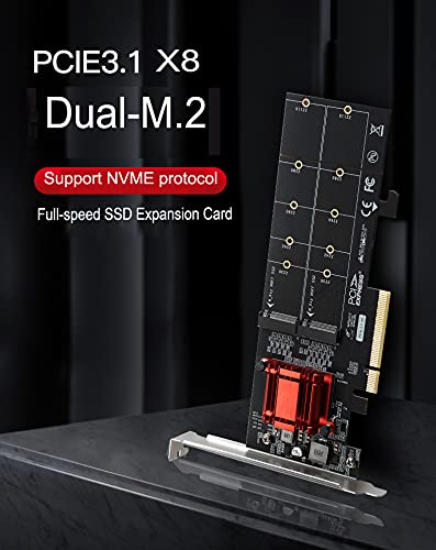M.2 Nvme Pcie Adapter, M.2 Nvme Ngff Ssd To Pci E 3.1 Gen3 X8 X16 Card With Low Profile Bracket Support M.2 (M Key) Nvme Ssd 221
