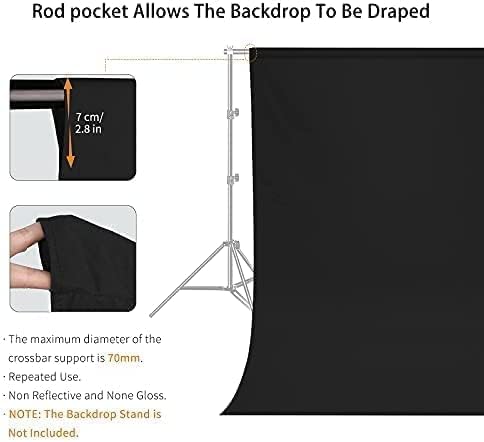 Vevelux 12X10 Ft Black Backdrop Background, 100% Polyester Photography Backdrop Screen Foldable Washable Black Screen For Profes