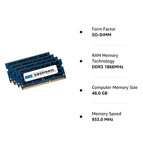 Owc 48Gb (2 X 16Gb + 2 X 8Gb) 1867 Mhz Ddr3 So-Dimm Pc3-14900 204 Pin Cl11 Memory Ram Upgrade Compatible With 2015 (Late) Imac 2