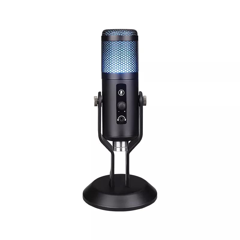 Cezo Usb Microphone, Condenser Gaming Microphone For Pc/Mac/Ps4/Ps5/Phone Cardioid Mic With Rgb Lighting Headphone Output Volum