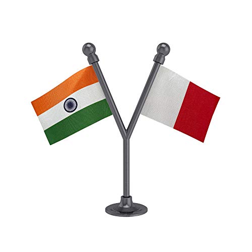 The Flag Corporation India & Kerala Congress (M) Car Dashboard Flag 2In X 3In With A Plastic Dark Knight Grey Base