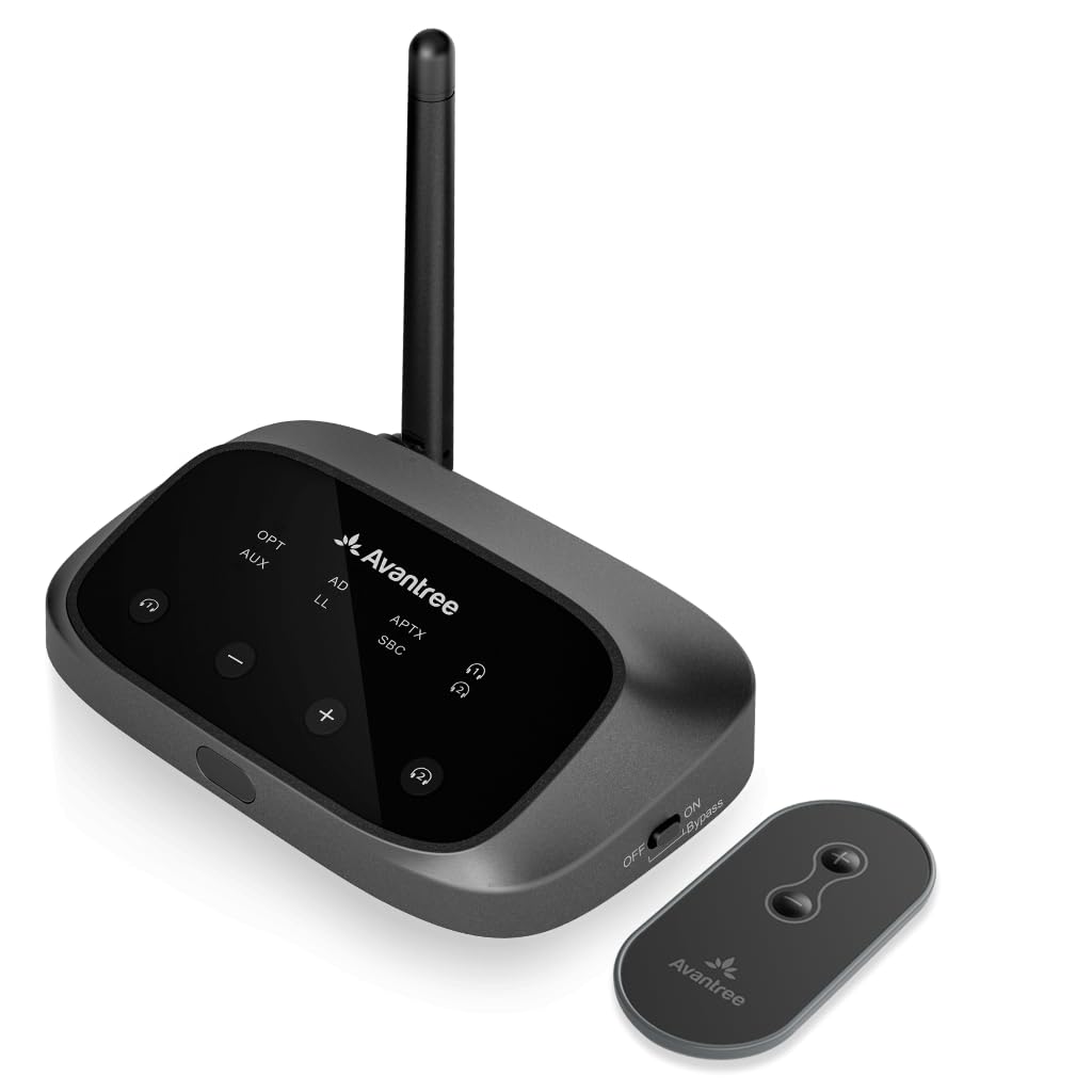 Avantree Oasis Plus 2 - Bluetooth 5.3 Transmitter for TV to Wireless Headphones/Speaker, Compatible with Optical & AUX Output TV