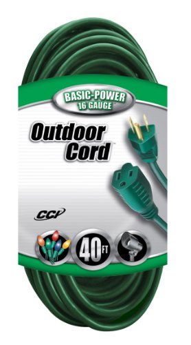 Coleman Cable 02356 05 40 Feet 16/3 Vinyl Landscape Outdoor Extension Cord; Green