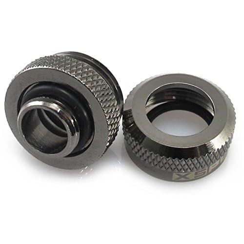 Xspc G1/4'' To 10Mm Id, 14Mm Od Petg Triple Seal Fitting, Black Chrome, 4 Pack