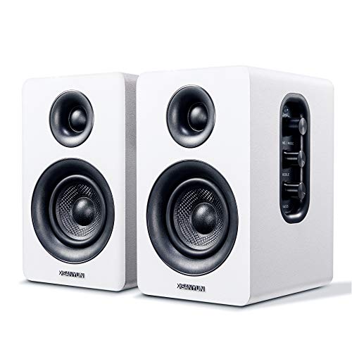 Sanyun Sw208 3'' Active Bluetooth 5.0 Bookshelf Speakers   60W Carbon Fiber Speaker Unit   Built In 24Bit Dac Dynamic 3D Surroun