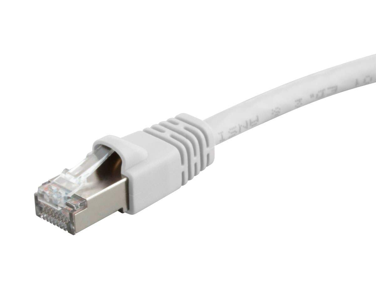 Monoprice Cat6A 1Ft White Patch Cable_ Double Shielded (S/Ftp)_ 26Awg_ 10G_ Pure