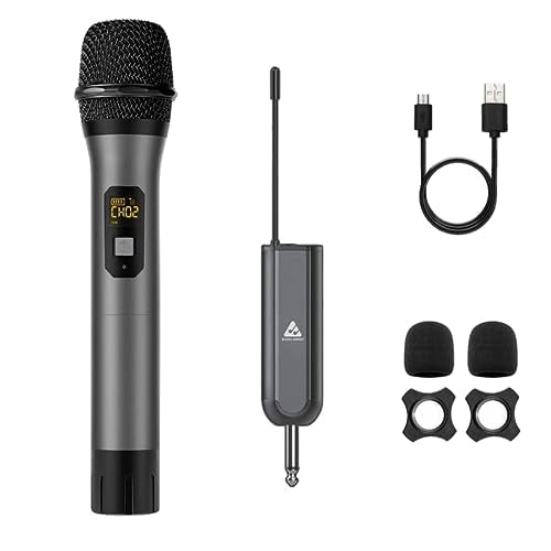 Audio Array AmW13 Uhf Wireless Premium Metal Microphone | 4+ Hours Receiver Battery Backup | Range Up To 60M | Karaoke Singing,