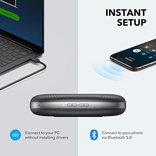 Anker Powerconf Speakerphone, Zoom Certified Conference Speaker With 6 Mics, 360 Enhanced Voice Pickup, 24H Call Time, Bluetooth