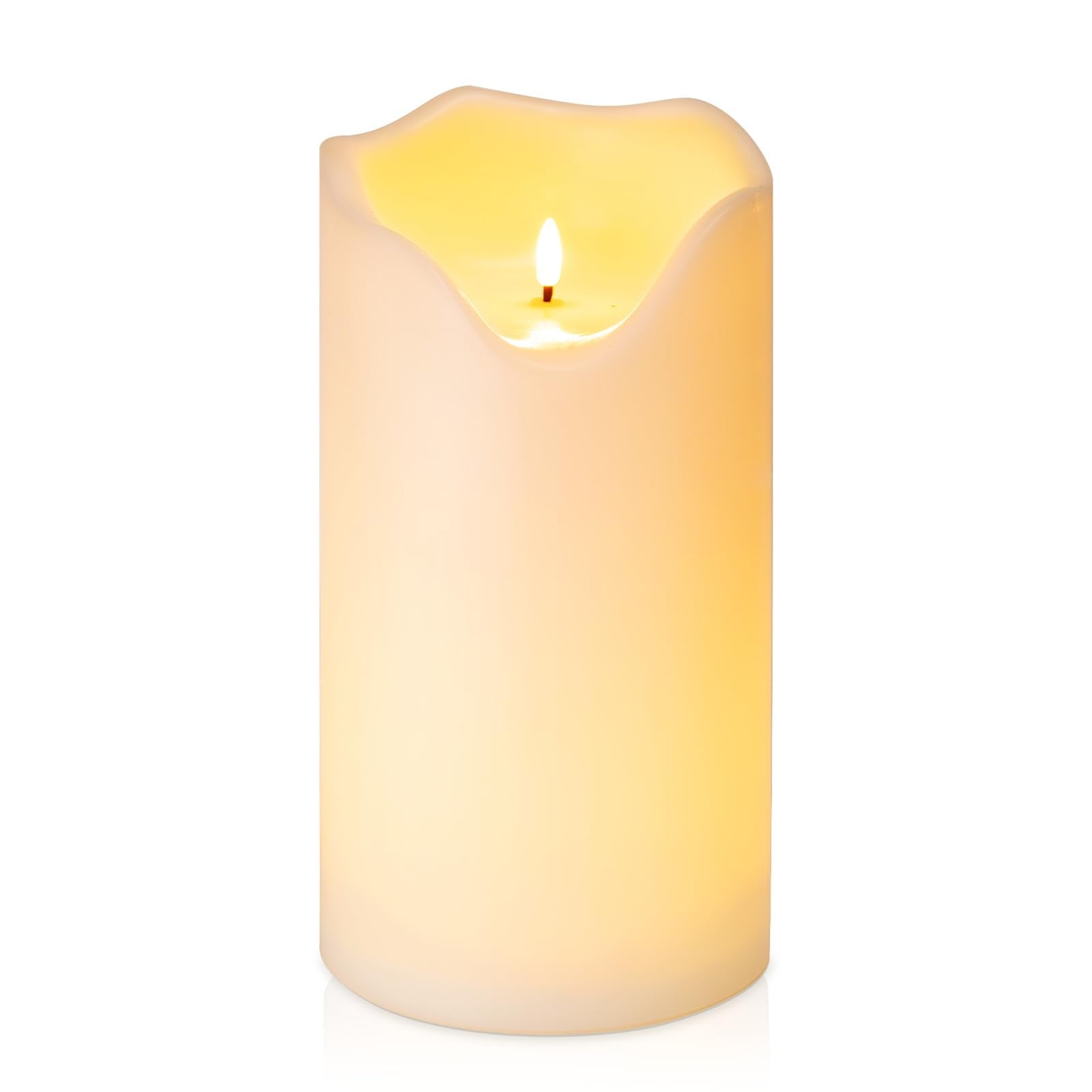 Homemory 6'' X 12'' Extra Large Outdoor Waterproof Candle With Auto 6 Hour Timer, White Plastic Made, Long Last For Months