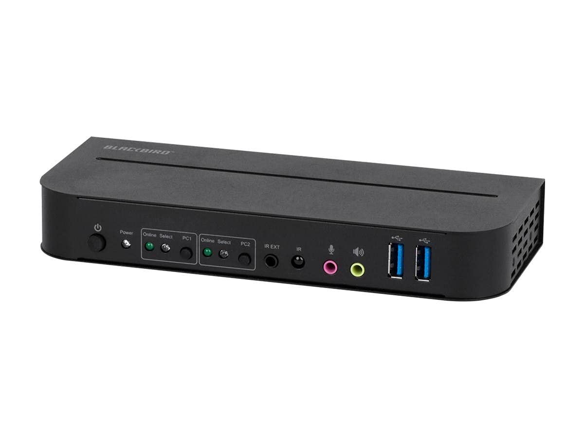 Monoprice Blackbird 4K Displayport 1.4 USB 3.0 2x1 KVM Switch, 4K@60Hz, HDR, YCbCr 4:4:4, HDCP 2.2, Share 2 Computers with 1 Key