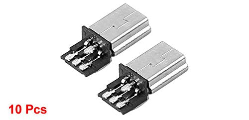 Uxcell A14022600Ux0129 10 Pcs Mini Usb 5 Pin B Male Connector Port Solder Replacement (Pack Of 10)