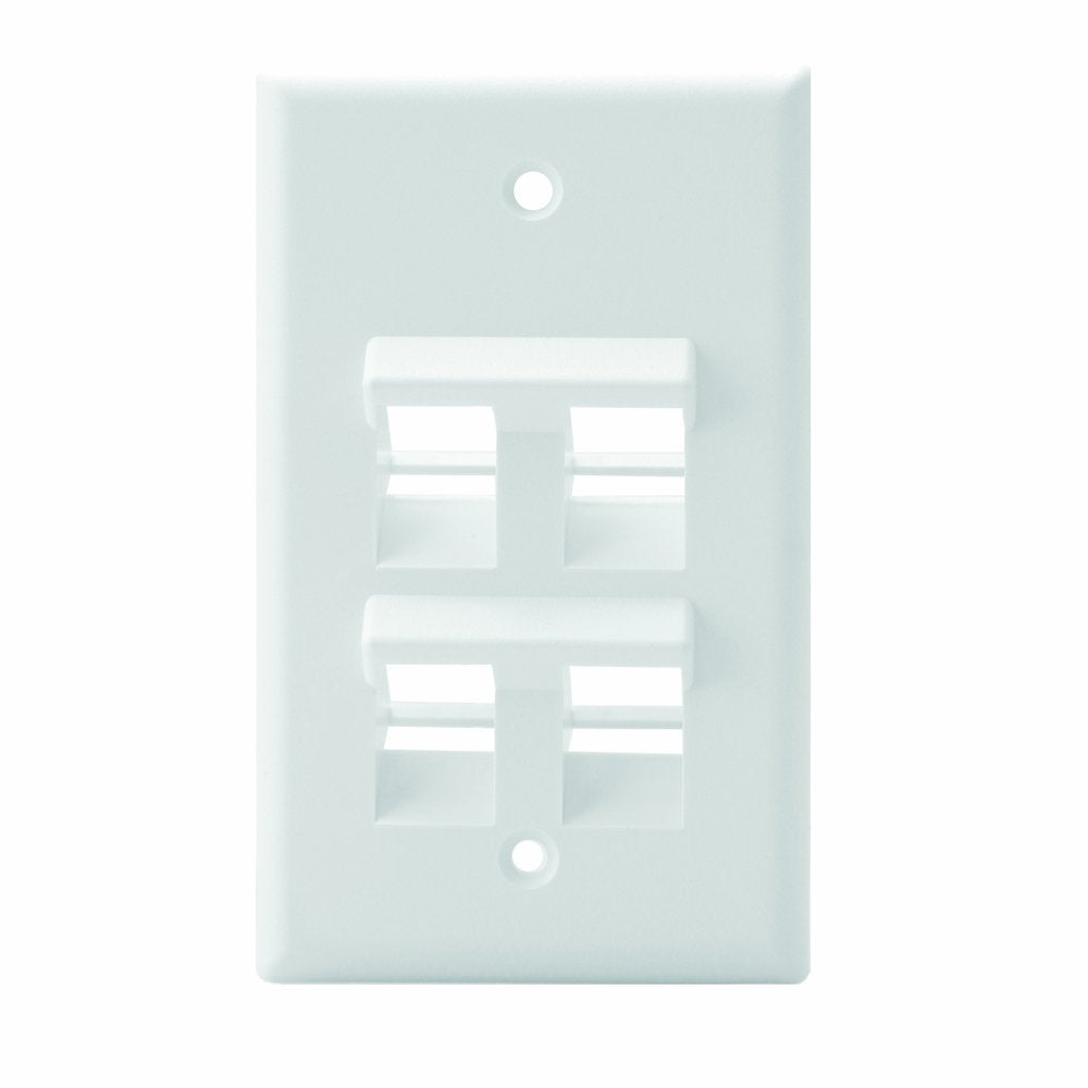 Leviton 41081 4Wp Angled Quickport Wallplate 4 Port, Single Gang, White