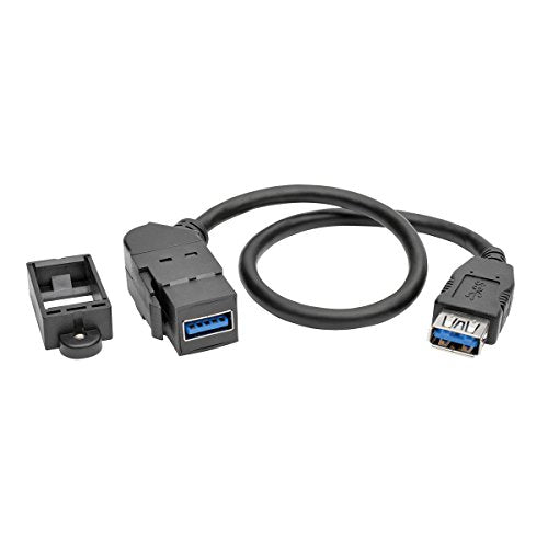 Tripp Lite Usb 3.0 Keystone/Panel Mount Coupler Cable (F/F), Angled Connector, All In One, Black, 1 Ft. (U325 001 Kpa Bk)