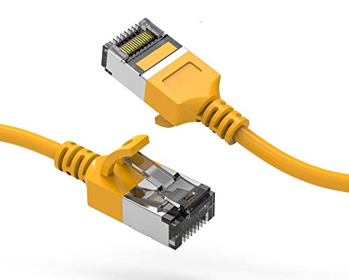 Nippon Labs 60Cat8 10 30Yw Cat8 Ethernet Cable 10 Feet Cat.8 U/Ftp Slim Ethernet Network Cable Yellow 30Awg   Latest 40Gbps 2000