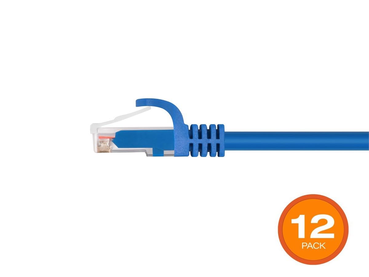 Monoprice Cat6 Ethernet Patch Cable   2 Feet   Blue (12 Pack) Snagless Rj45, 550Mhz, Utp, Pure Bare Copper Wire, 24Awg   Flexboo