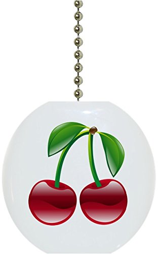 Carolina Hardware And Decor Shiny Cherries Cherry Fruit Kitchen Solid Ceramic Fan Pull