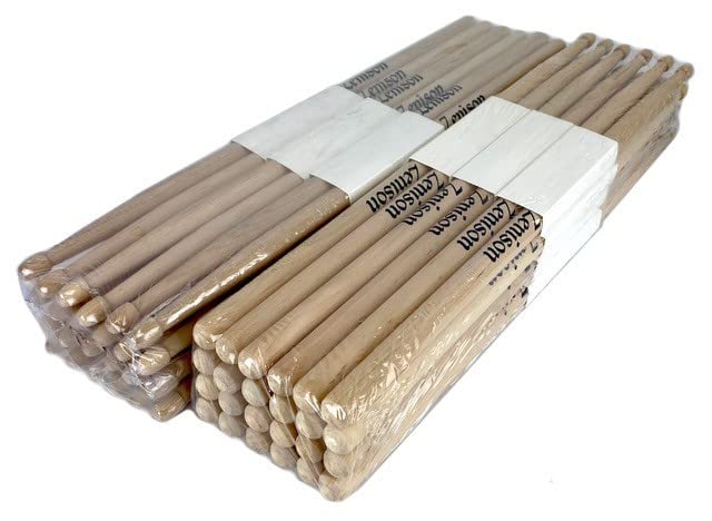 Lot Of 24 Pairs   5A Wood Tip Natural Maple Drumsticks   Pro 48 Drum Sticks New
