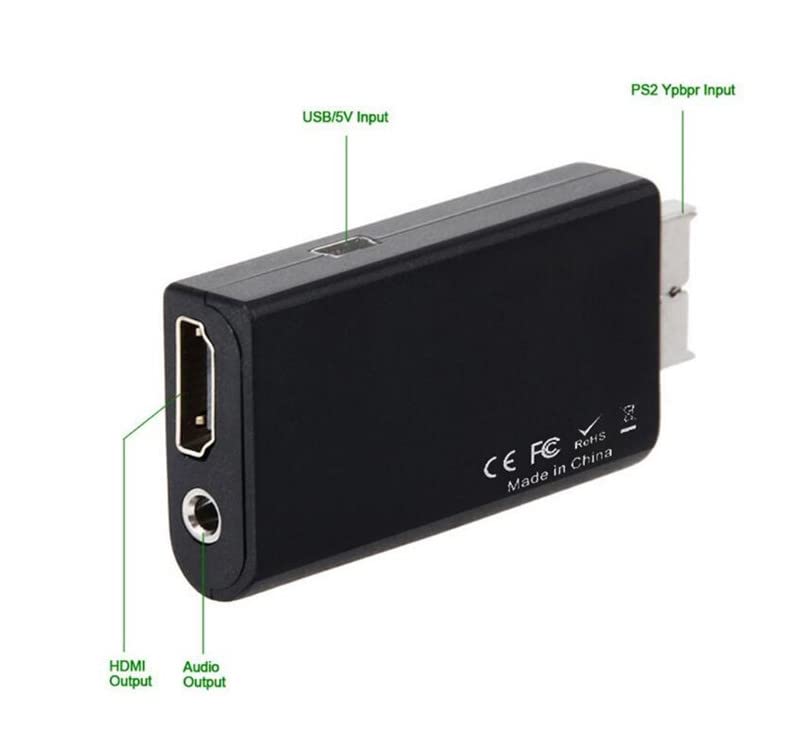 Finera Ps2 To Hdmi Converter Adapter, Video Converter Ps2 To Hdmi With 3.5Mm Audio Output For Hdtv Hdmi Monitor Supports All Ps2