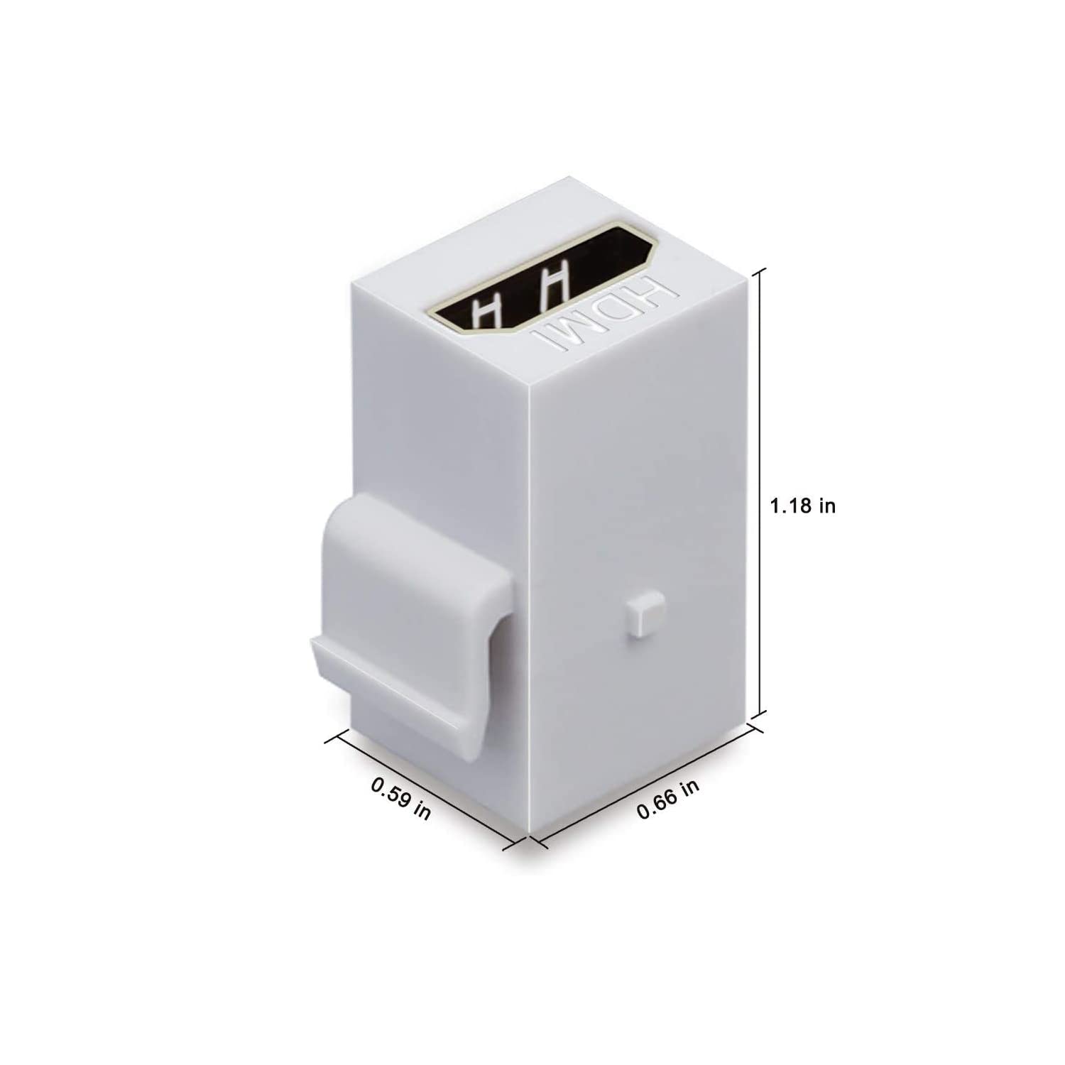 Victek 5 Pack Hdmi Keystone 4K Female To Female Coupler No Delay Snap In For Wall Plate   White