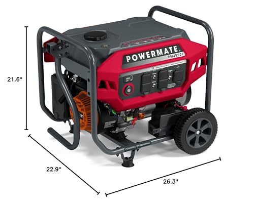 Powermate Pm4500E 4,500 Watt Gas Powered Portable Open Frame Generator   Quiet Electric Start   Ideal For Home, Camping, Rv And