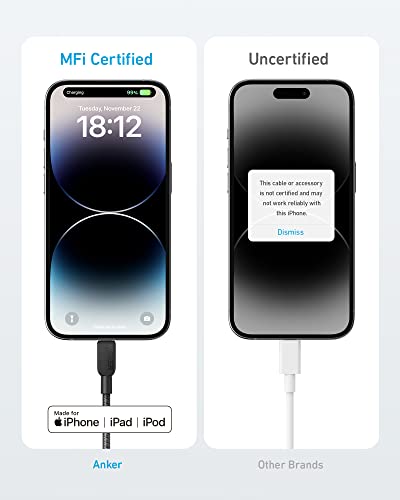 Anker Cable [2Pack 6Ft Braided], 310 Usb C To Lightning Cable, Mfi Certified Charging Cord, For Iphone 14/14Plus/14Pro Max/13/13