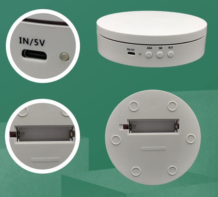 Puosuo Motorized Rotating Display Stand, 360 Degree Electronic Turntable Display Stand,5.9Inch /23Lb Load For Photography Produc