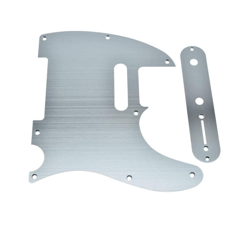 Kaish Metal Aluminum Anodized Tele Pickguard With Metal Control Plate And Screws For American/Mexican Telecaster Silver