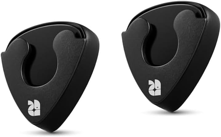 ROTOPATA 2 Pcs Guitar Pick Holder with Adhesive Back, Black Guitar Pick Case with Spring, Guitar Accessories Stuck on Guitarra, 