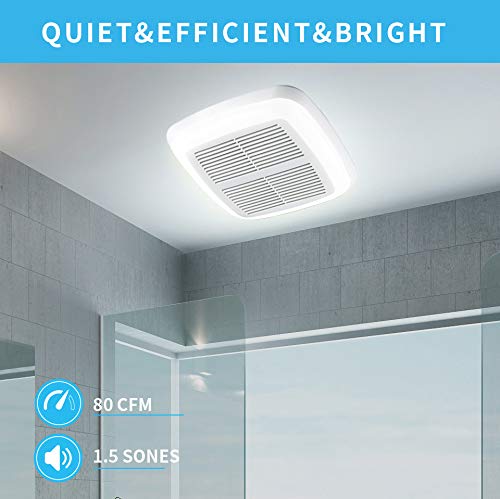 Tech Drive Very Quiet 80 Cfm, 1.5 Sone No Attic Access Needed Installation Bathroom Ventilation And Exhaust Fan With Led Light 4