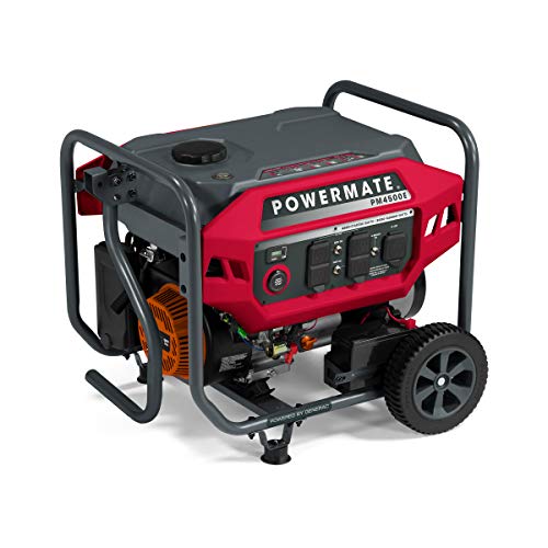 Powermate Pm4500E 4,500 Watt Gas Powered Portable Open Frame Generator   Quiet Electric Start   Ideal For Home, Camping, Rv And