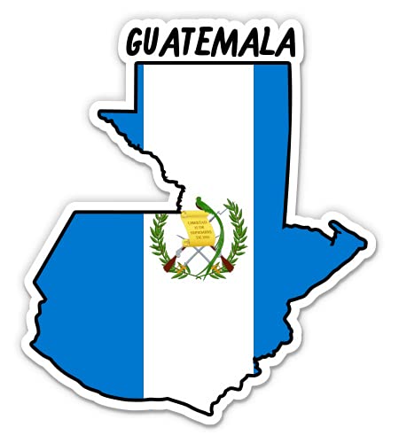 Squiddy Guatemala Map With Flag   Vinyl Sticker Decal For Phone, Laptop, Water Bottle   3''