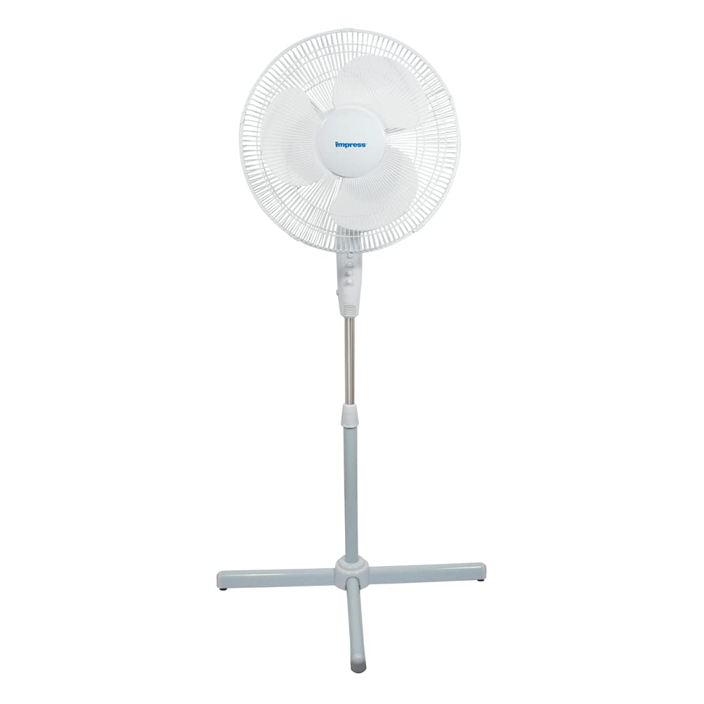 Impress Oscillating Stand Fan, 16 Inch, Black