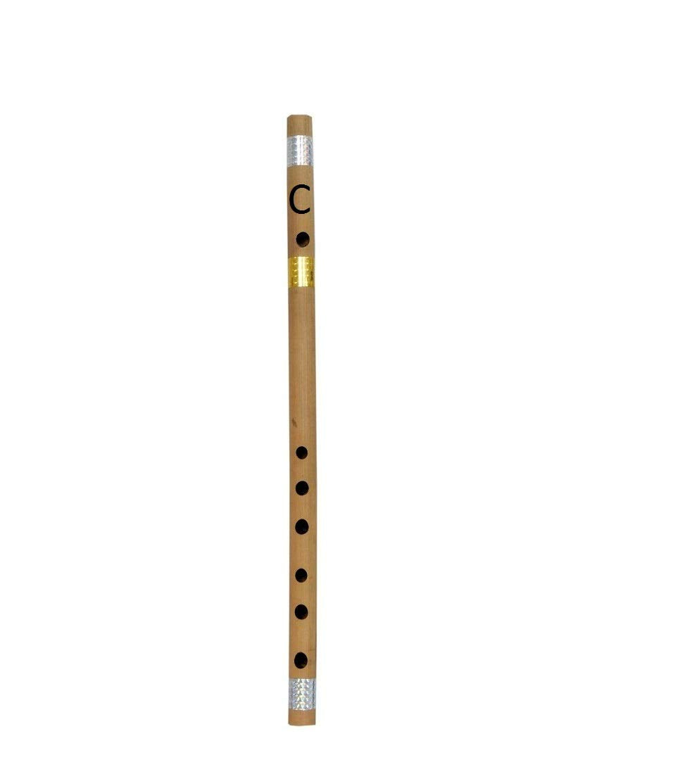 Ibda Flute 19 Inch With Gold Colour And Silver Colour Tape For Beginner Natural Bamboo Bansuri. Go Vocal For Local For Learners