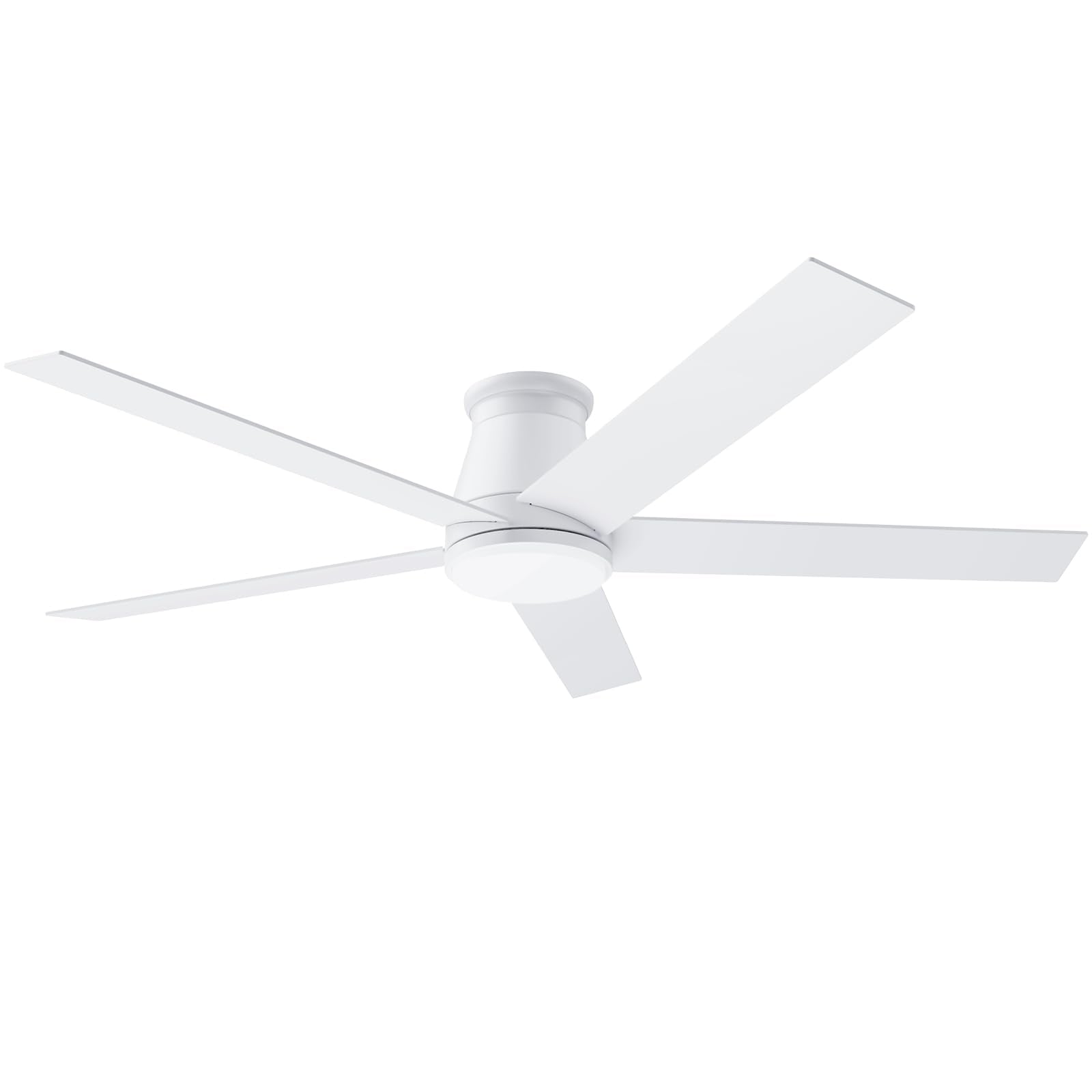 wurzee 60 inch Ceiling Fan with Light, White Flush Mount Ceiling Fan 6 Speeds DC Reversible Motor, 5 Blades, Timing, Dimmable, M
