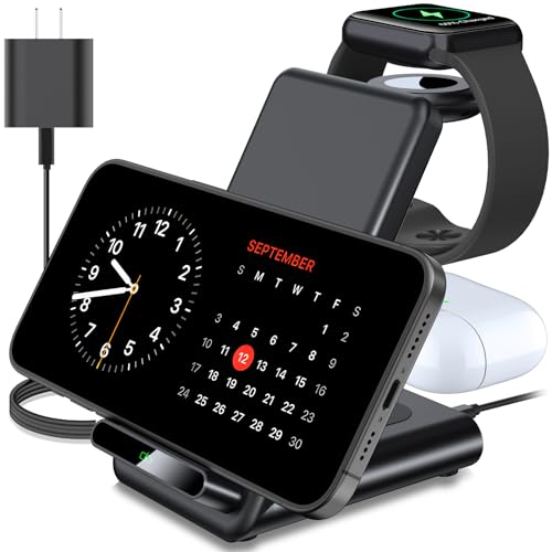 Wireless Charging Station,3 In 1 Wireless Charging Stand Made For Apple Watch Ultra 9 8 7 6 Se 5 4 3,Fast Wireless Charger Made