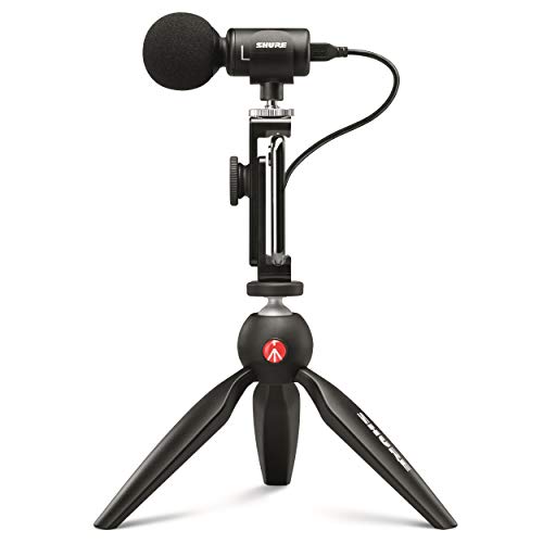 Shure Mv88+ Video Kit With Digital Stereo Condenser Microphone For Apple Ios, Android & Desktop Compatible   Apple Mfi Certified