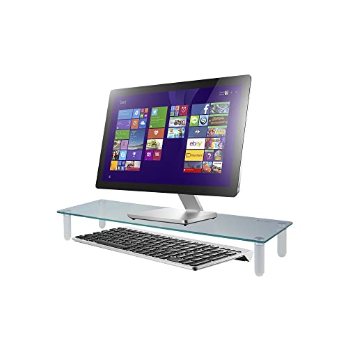 Kantek Glass Monitor Riser, 22' X 8.25' X 3.25', Clear, Supports 40 Lbs