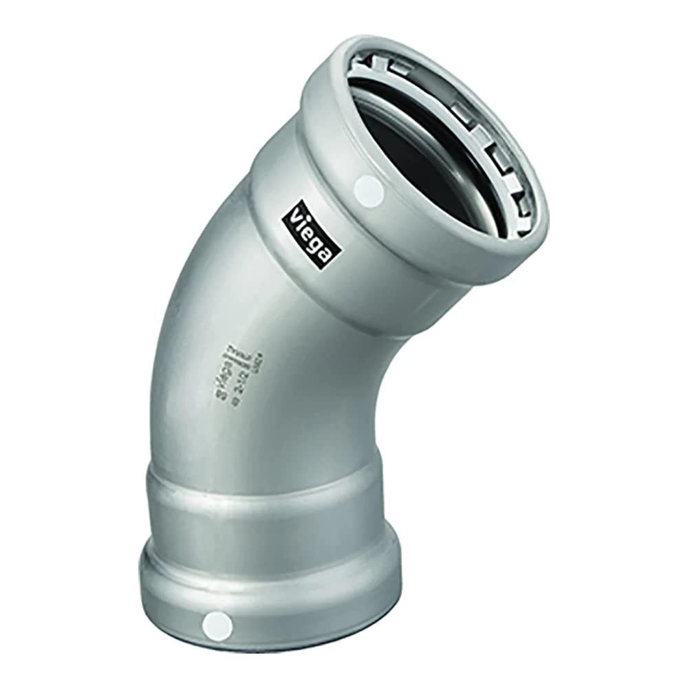 Viega Megapress 4'' 45 Carbon Steel Elbow W/Fkm - Double Press Connection - Smart Connect Technology,WBIASB08C28MF29