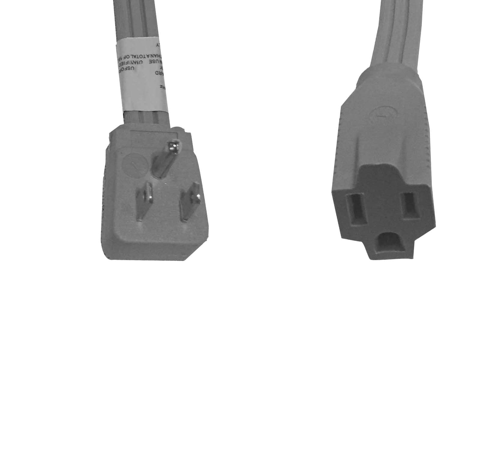Heavy Duty Flat Extension Cord, 3 Ft Wire Gray Flat Plug Extension Cord For Air Conditioner, Refrigerator And Major Appliances 3