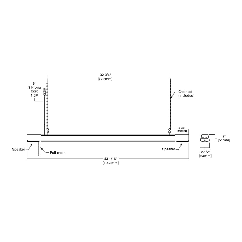 Metalux 4Shp3240Bts 43'', Led Shop, Bluetooth Speakers, 3,400 Lumens Cooper Light, White