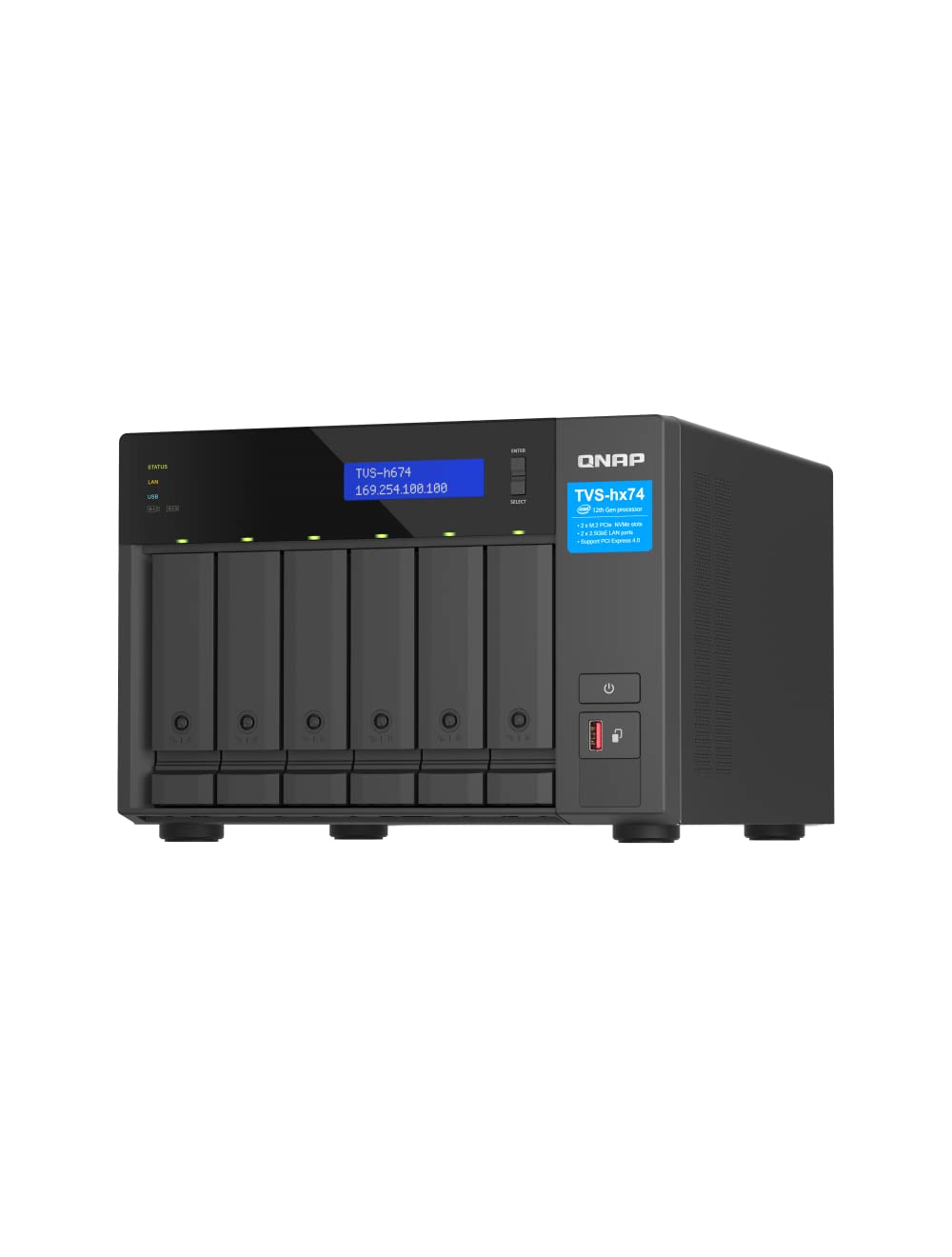 Qnap Tvs H674 I3 16G Us 6 Bay High Speed Desktop Nas With 12Th Gen Intel Core Cpu, Up To 64Gb Ddr4 Ram, 2.5 Gbe Networking And P