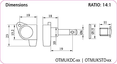 Ortega Guitars Sealed Ukulele Tuning Machines 2L X 2R W/Chrome Base & Black Buttons (Otmukstd Cr)