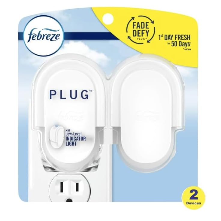 Feb-reze Plug in Air Freshener, Odor-Fighting Scented Oil Warmer Device, 2 Count,(1Pack)